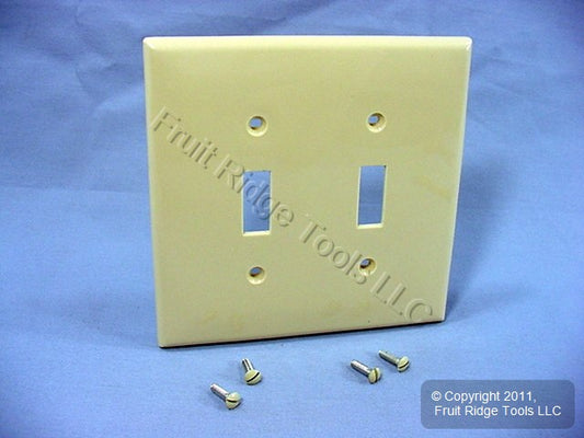 Leviton PJ2-I Ivory 2-Gang Toggle Switch Unbreakable Nylon Midway Wallplate