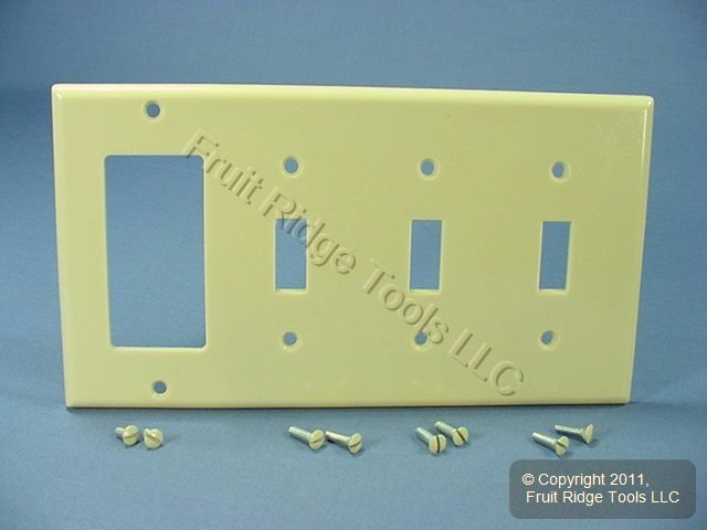 Leviton P326-I Ivory 4-Gang Toggle Switch Decora GFCI Plastic Standard Wallplate