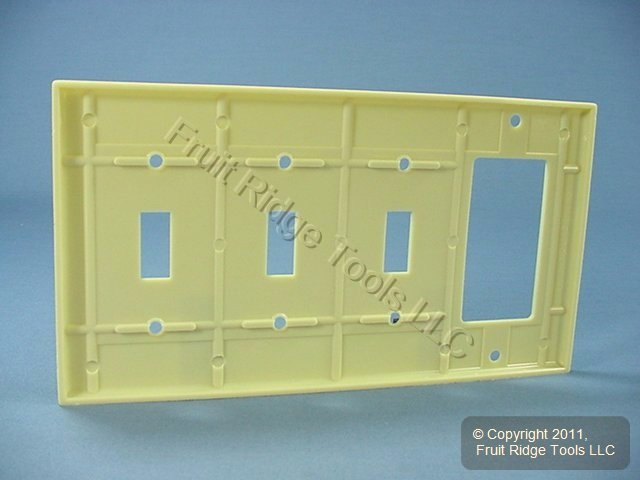 Leviton P326-I Ivory 4-Gang Toggle Switch Decora GFCI Plastic Standard Wallplate