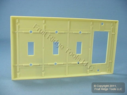 Leviton P326-I Ivory 4-Gang Toggle Switch Decora GFCI Plastic Standard Wallplate