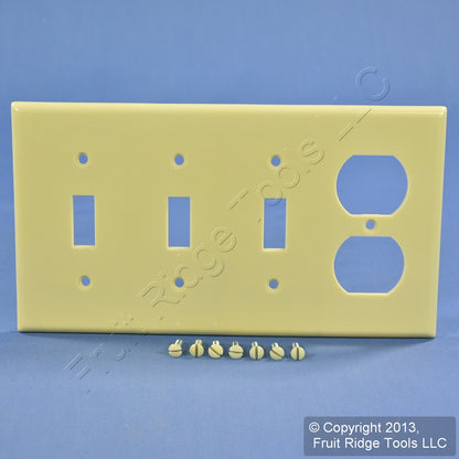 Leviton P38-I Ivory 4-Gang Standard Toggle Switch Duplex Outlet Wallplate Cover