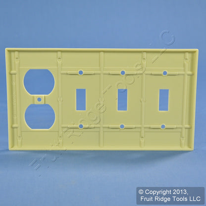 Leviton P38-I Ivory 4-Gang Standard Toggle Switch Duplex Outlet Wallplate Cover