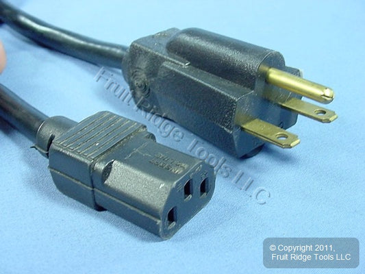 Leviton 15 Ft Black Power Cord 10A 250V 2500W NEMA 6-15P Plug to C13 P5013-15-BL