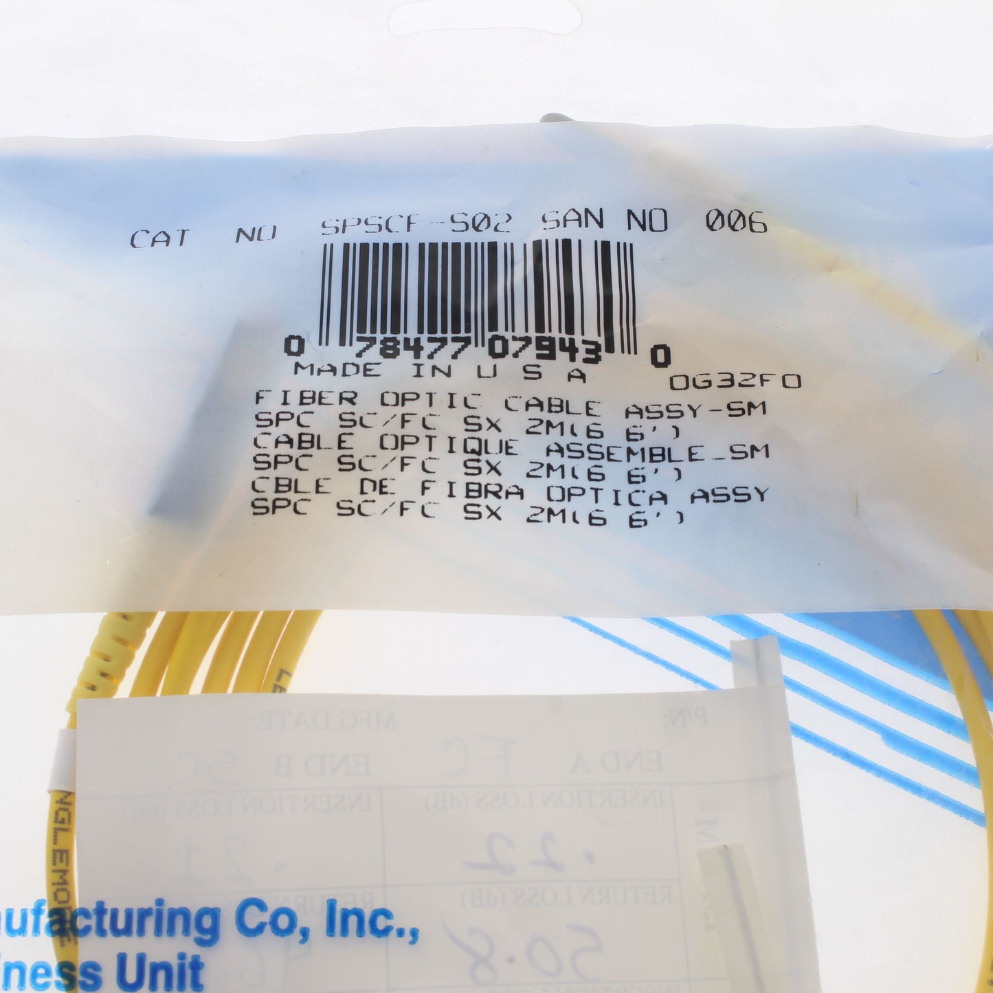2M Leviton Fiber Optic Singlemode Simplex Patch Cable Cord ST/SC PC PCSCT-S02