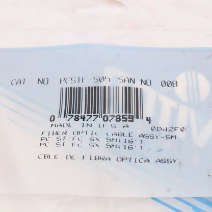 Leviton PCSTF-S05 5-Meter Fiber Optic Yellow Singlemode Simplex Patch Cord ST FC