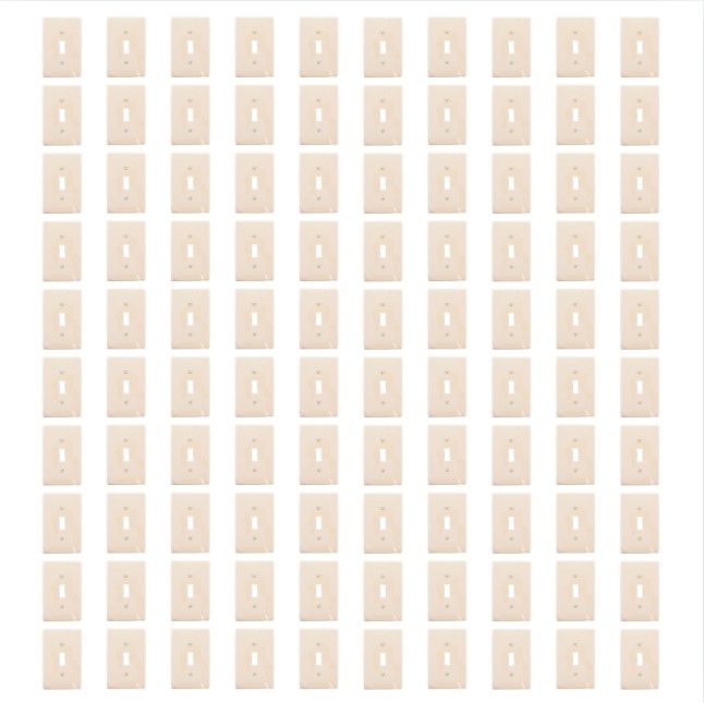 Leviton PJ1-A Almond 1-Gang Toggle Unbreakable Midway Wallplate Covers 100pcs