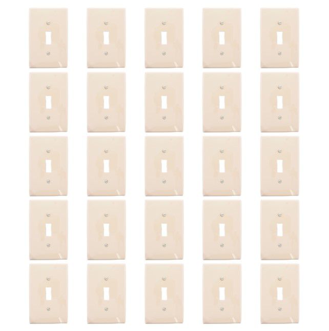 Leviton PJ1-A Almond 1-Gang Toggle Unbreakable Nylon Midway Wallplate Cover 25pc
