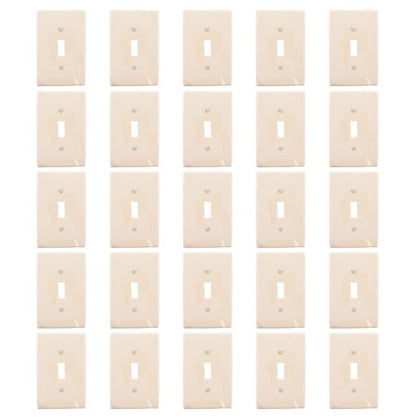 Leviton PJ1-A Almond 1-Gang Toggle Unbreakable Nylon Midway Wallplate Cover 25pc