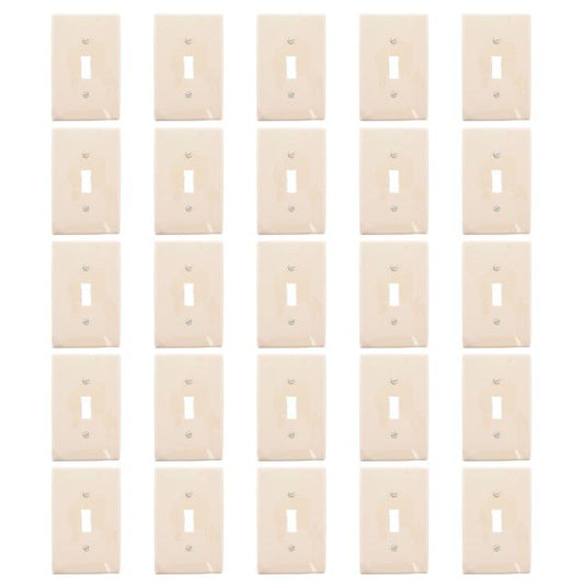 Leviton PJ1-A Almond 1-Gang Toggle Unbreakable Nylon Midway Wallplate Cover 25pc