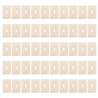 Leviton PJ1-A Almond 1-Gang Toggle Unbreakable Nylon Midway Wallplate Cover 50pc
