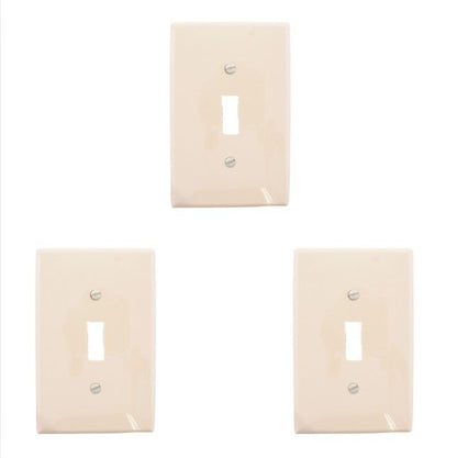 Leviton PJ1-A Almond 1-Gang Toggle Unbreakable Nylon Midway Wallplate Cover 3pcs