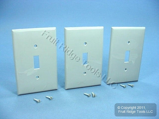 Leviton PJ1-GY Gray 1-Gang Toggle Unbreakable Nylon Midway Wallplate Cover 3pcs