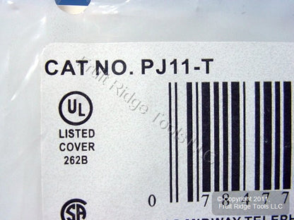 Leviton PJ11-T Lt Almond 1-Gang Phone .406" Unbreakable Midway Cover Strap Mount
