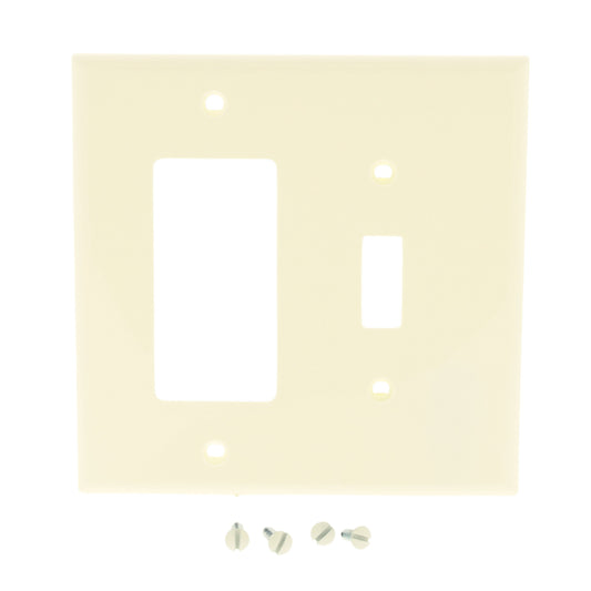 Leviton PJ126-A Almond 2-Gang Toggle Decora Unbreakable Midway Wallplate Cover