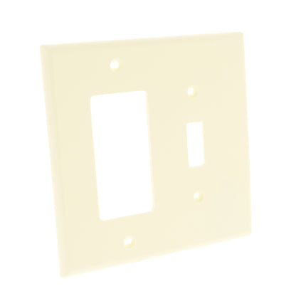 Leviton PJ126-A Almond 2-Gang Toggle Decora Unbreakable Midway Wallplate Cover