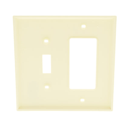 Leviton PJ126-A Almond 2-Gang Toggle Decora Unbreakable Midway Wallplate Cover