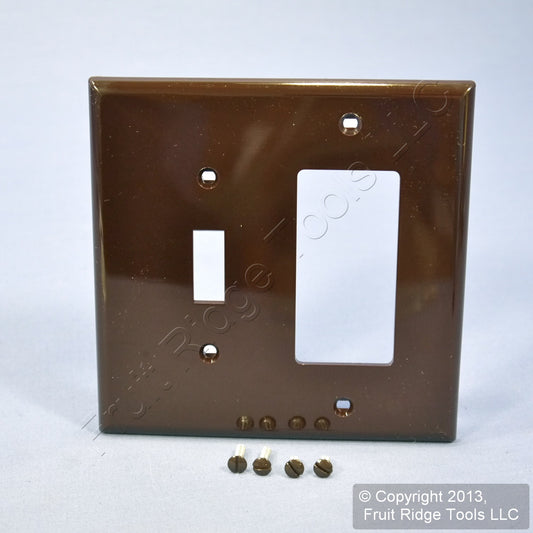 Leviton PJ126 Brown Combo Toggle Switch GFCI Decora Receptacle Wallplate Cover