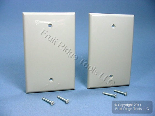 Leviton PJ13-GY Gray 1-Gang Blank Unbreakable Midway Wallplate Box Mount 2pcs