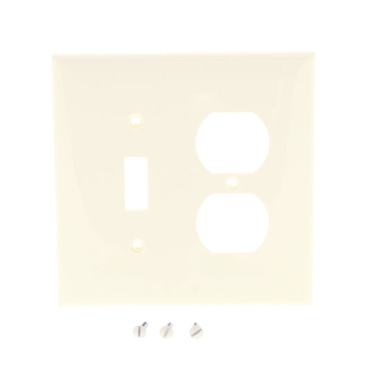 Leviton PJ18-A Almond 2-Gang Midway Toggle Switch Duplex Outlet Nylon Wallplate