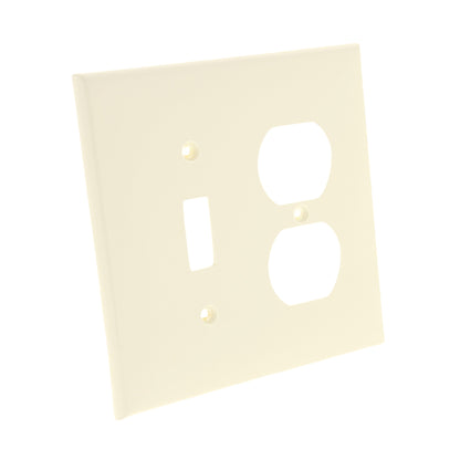 Leviton PJ18-A Almond 2-Gang Midway Toggle Switch Duplex Outlet Nylon Wallplate