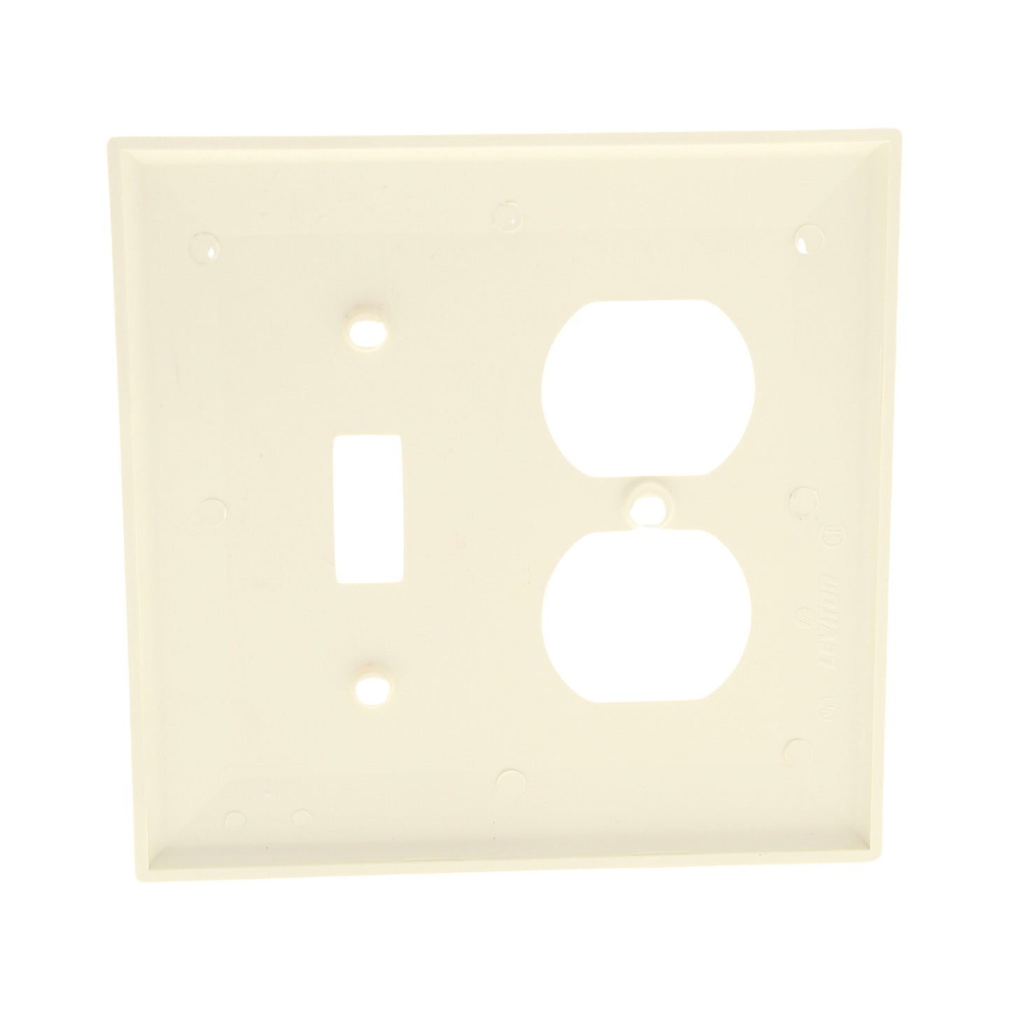 Leviton PJ18-A Almond 2-Gang Midway Toggle Switch Duplex Outlet Nylon Wallplate
