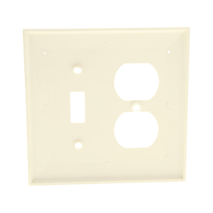 Leviton PJ18-A Almond 2-Gang Midway Toggle Switch Duplex Outlet Nylon Wallplate