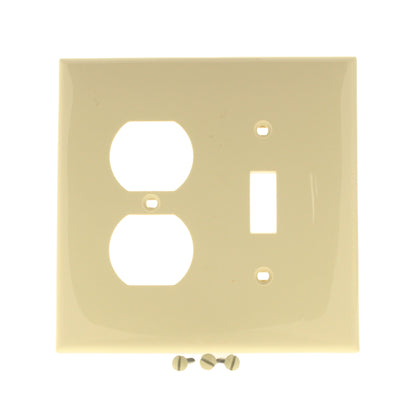 Leviton PJ18-I Ivory 2-Gang Toggle Duplex Outlet Unbreakable Midway Wallplate