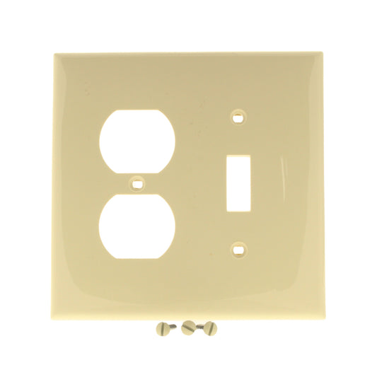 Leviton PJ18-I Ivory 2-Gang Toggle Duplex Outlet Unbreakable Midway Wallplate