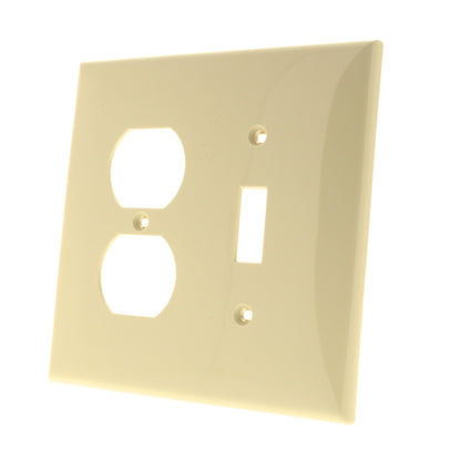 Leviton PJ18-I Ivory 2-Gang Toggle Duplex Outlet Unbreakable Midway Wallplate