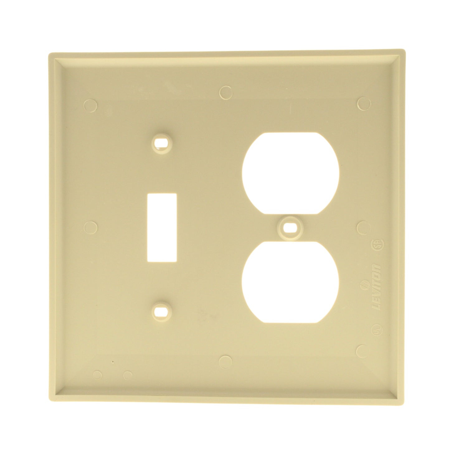 Leviton PJ18-I Ivory 2-Gang Toggle Duplex Outlet Unbreakable Midway Wallplate