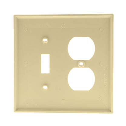 Leviton PJ18-I Ivory 2-Gang Toggle Duplex Outlet Unbreakable Midway Wallplate