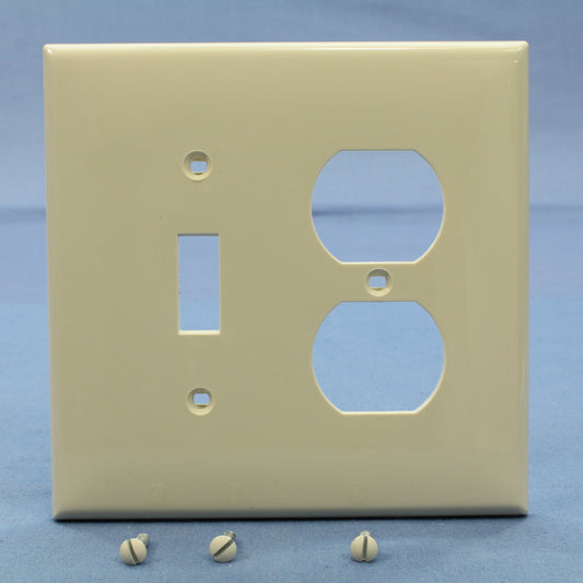 Leviton PJ18-T Light Almond 2-Gang Toggle Duplex Unbreakable Midway Wallplate