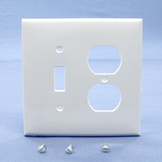 Leviton PJ18-W White 2-Gang Toggle Duplex Outlet Unbreakable Midway Wallplate