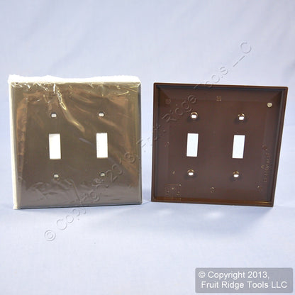 Leviton PJ2 Brown 2-Gang Toggle Unbreakable Nylon Midway Wallplate Cover 25pcs