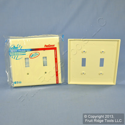 Leviton PJ2-A Almond 2-Gang Toggle Unbreakable Nylon Midway Wallplate Cover 2pcs