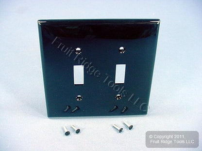 Leviton PJ2-E Black 2-Gang Toggle Switch Unbreakable Nylon Midway Wallplate