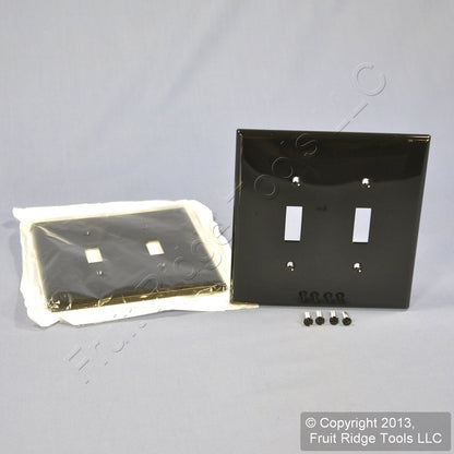 Leviton PJ2-E Black 2-Gang Toggle Unbreakable Nylon Midway Wallplate Cover 2pcs