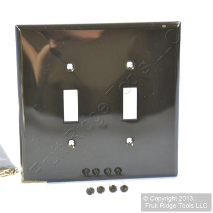 Leviton PJ2-E Black 2-Gang Toggle Unbreakable Nylon Midway Wallplate Cover 2pcs