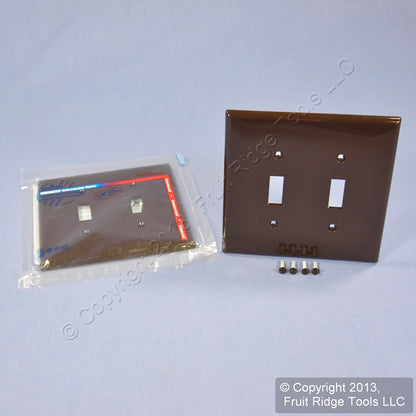 Leviton PJ2 Brown 2-Gang Toggle Unbreakable Nylon Midway Wallplate Cover 2pcs