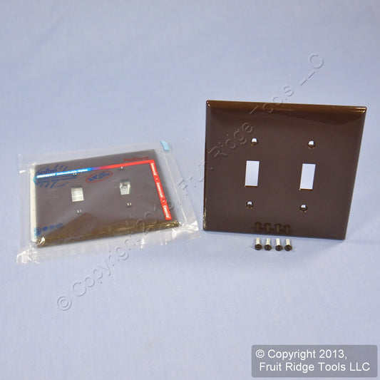 Leviton PJ2 Brown 2-Gang Toggle Unbreakable Nylon Midway Wallplate Cover 2pcs