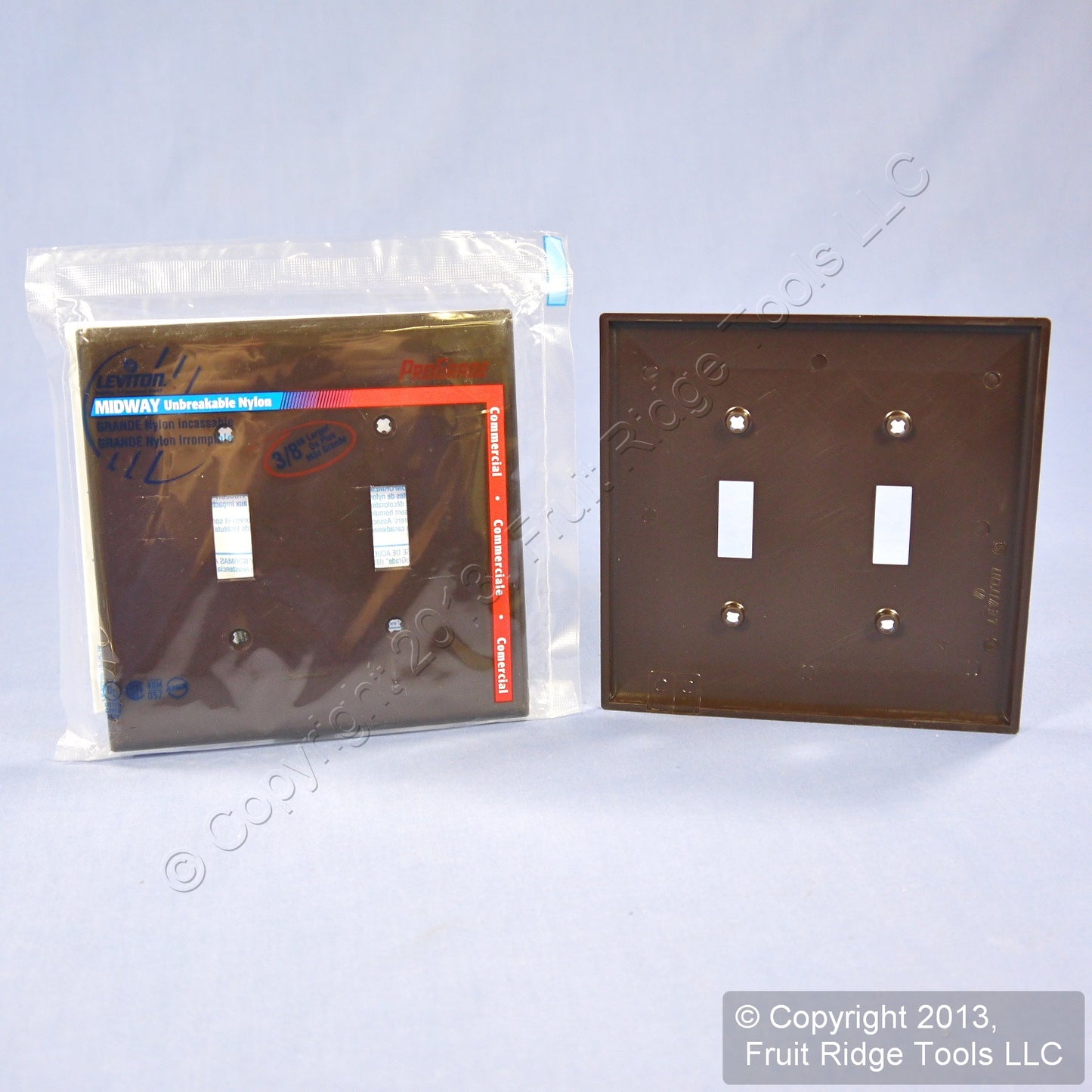 Leviton PJ2 Brown 2-Gang Toggle Unbreakable Nylon Midway Wallplate Cover 2pcs