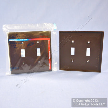 Leviton PJ2 Brown 2-Gang Toggle Unbreakable Nylon Midway Wallplate Cover 2pcs