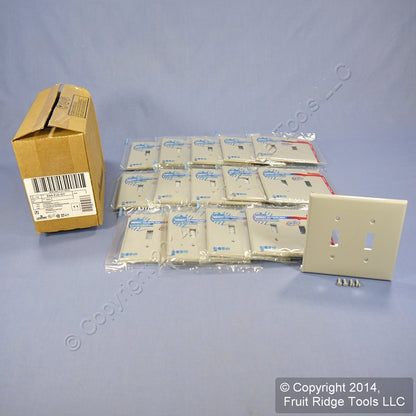 Leviton PJ2-GY Gray 2-Gang Toggle Unbreakable Nylon Midway Wallplate Cover 15pcs