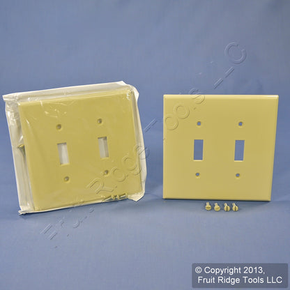 Leviton PJ2-I Ivory 2-Gang Toggle Unbreakable Nylon Midway Wallplate Cover 2pcs
