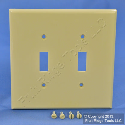 Leviton PJ2-I Ivory 2-Gang Toggle Unbreakable Nylon Midway Wallplate Cover 2pcs