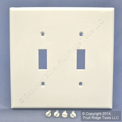 Leviton PJ2-W White 2-Gang Toggle Switch Unbreakable Nylon Midway Wallplate