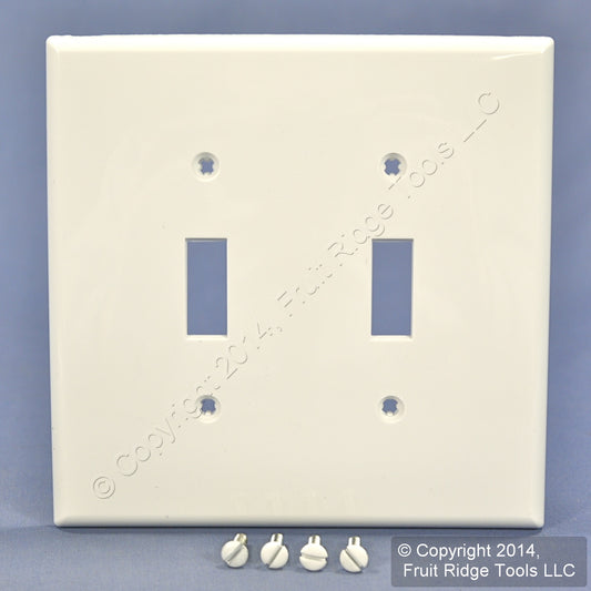 Leviton PJ2-W White 2-Gang Toggle Switch Unbreakable Nylon Midway Wallplate