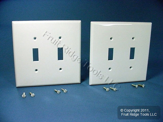 Leviton PJ2-W White 2-Gang Unbreakable Midway Toggle Switch Cover Wallplates 2pk