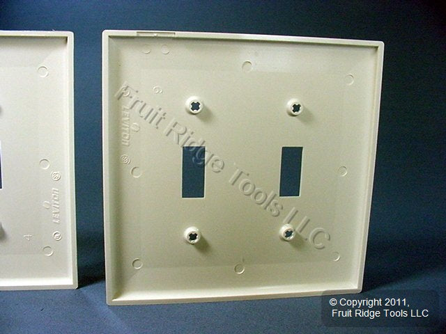 Leviton PJ2-W White 2-Gang Unbreakable Midway Toggle Switch Cover Wallplates 2pk