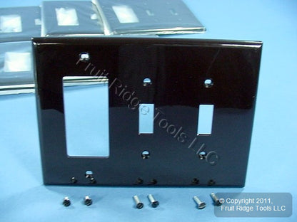 Leviton PJ226 Brown 3-Gang Toggle Decora Unbreakable Midway Wallplates 10-Pack
